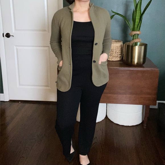 J.Crew- sweater blazer 100% cotton women green button up cardigan lady jacket S - Picture 2 of 16